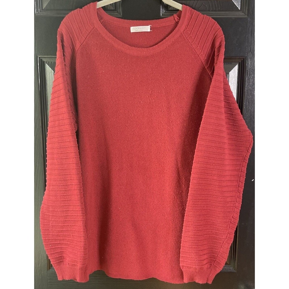 COOFANDY Men's Large Cable Knit Sweater‎ Crew Neck Long Sleeve Red Pullover